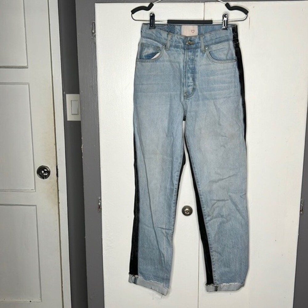 Revice Denim Ex-Boyfriend High Wasted Jean Size 26 two toned color block
